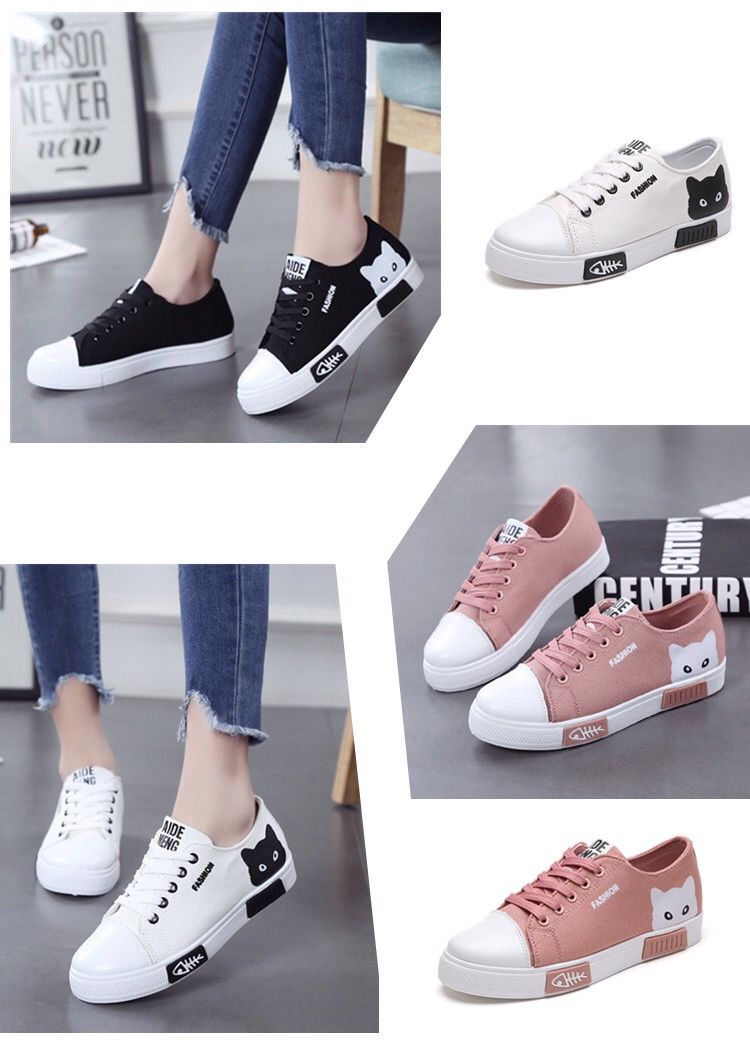CUTE CAT WOMEN'S SNEAKERS (black/pink/white)