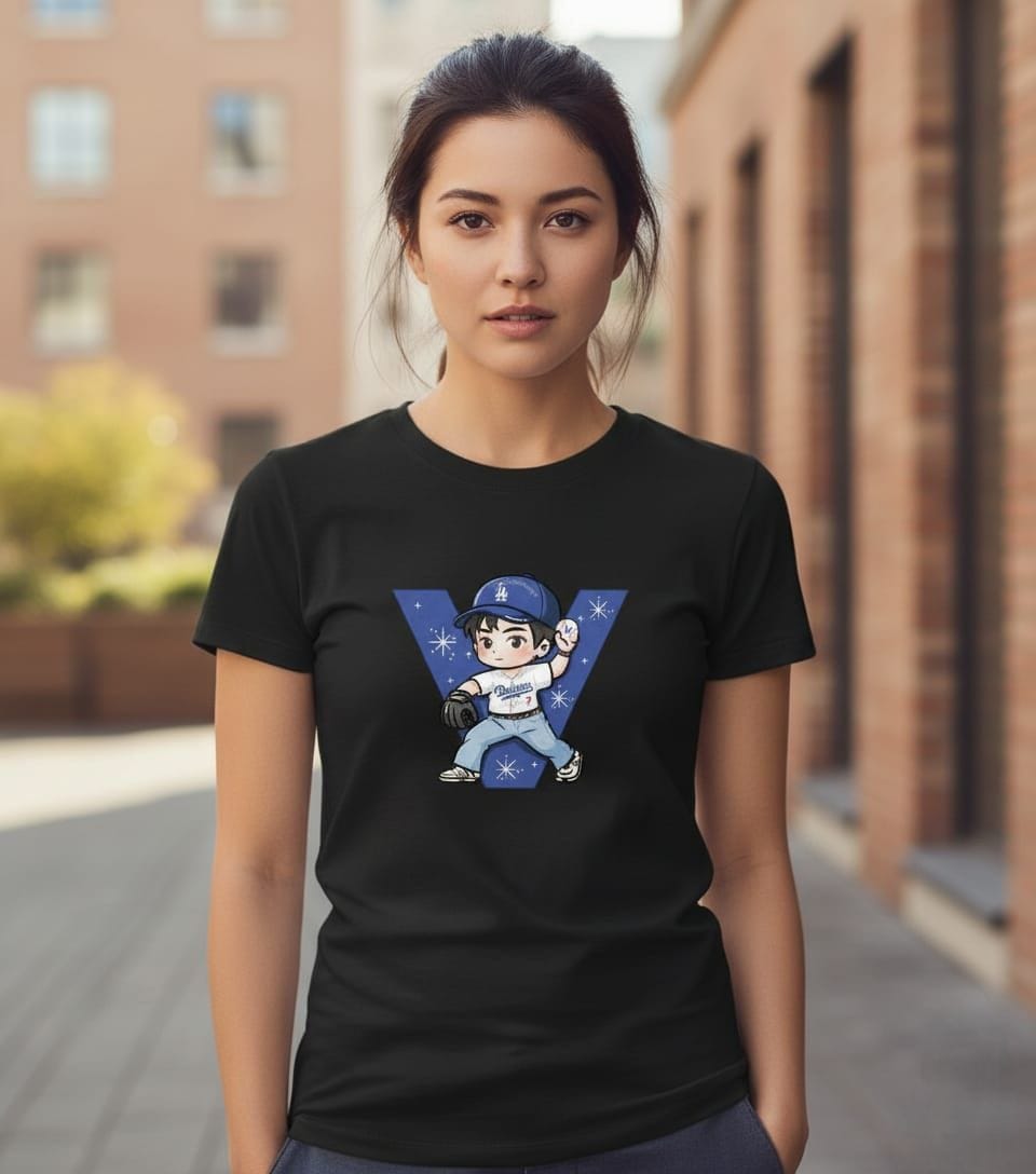 V DODGERS T-SHIRT 100% COTTON (black and white)