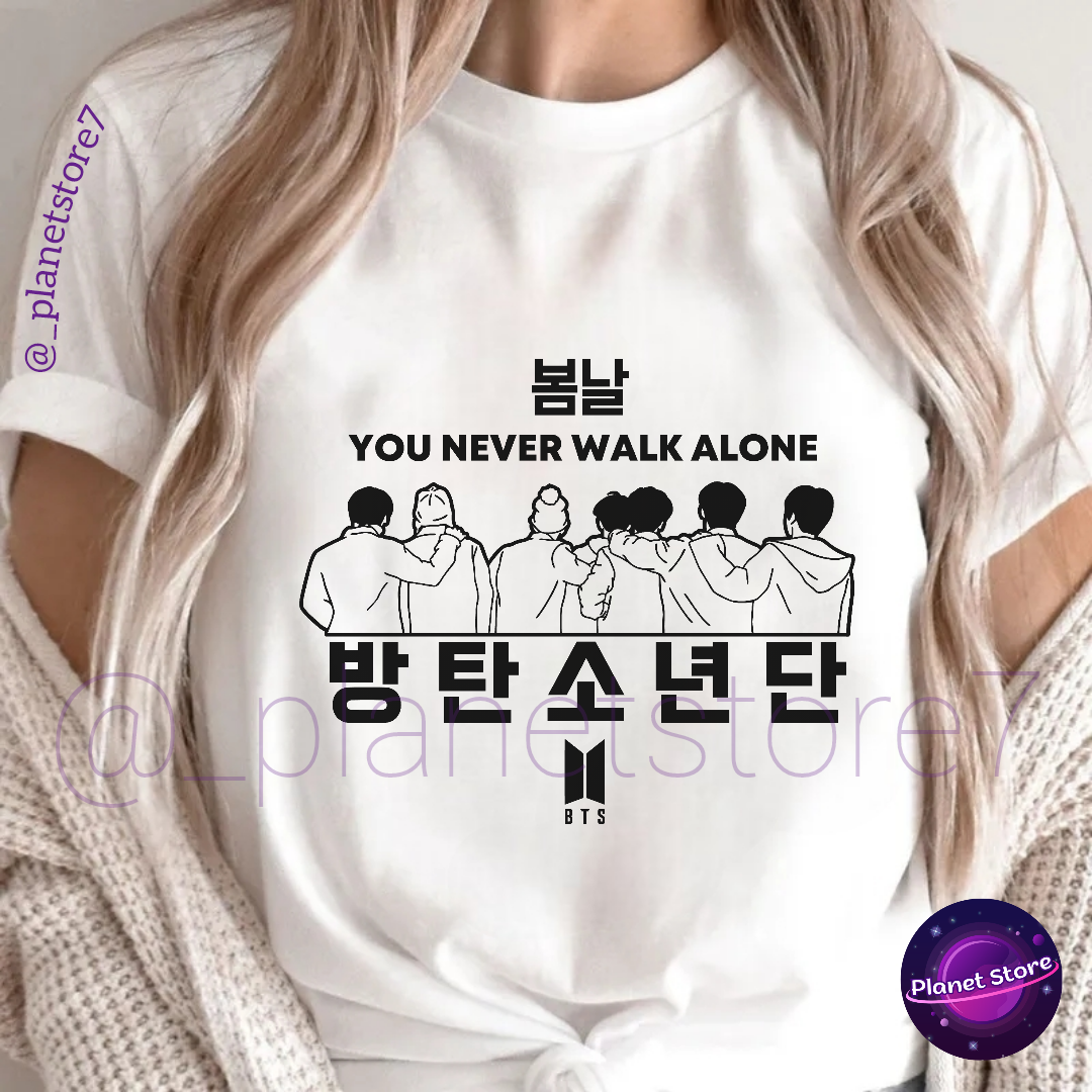 BTS "You Never Walk Alone" T-Shirt 100% COTTON (black and white)