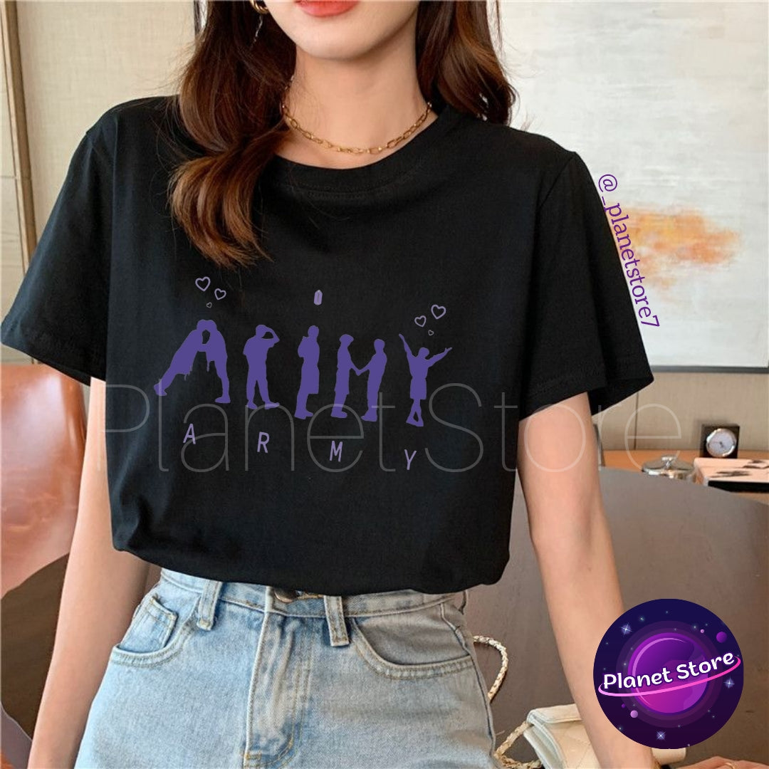 ARMY BTS BUTTER T-SHIRT 100% COTTON (black and white)