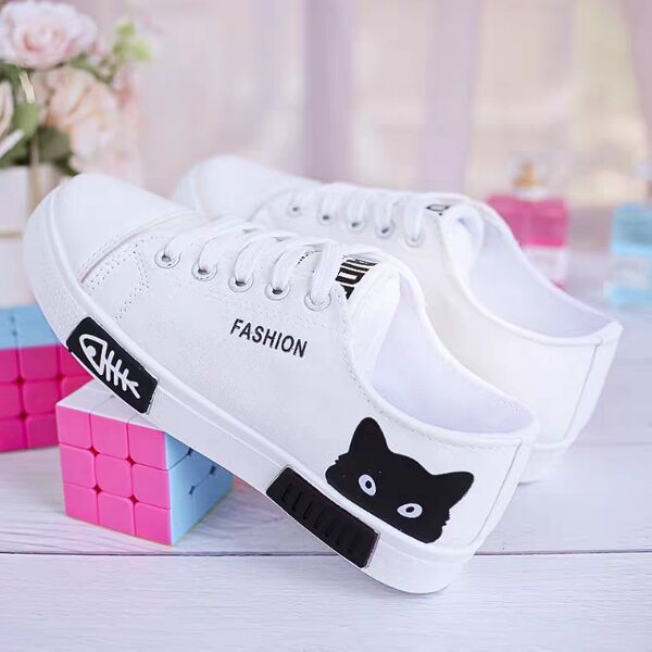 CUTE CAT WOMEN'S SNEAKERS (black/pink/white)