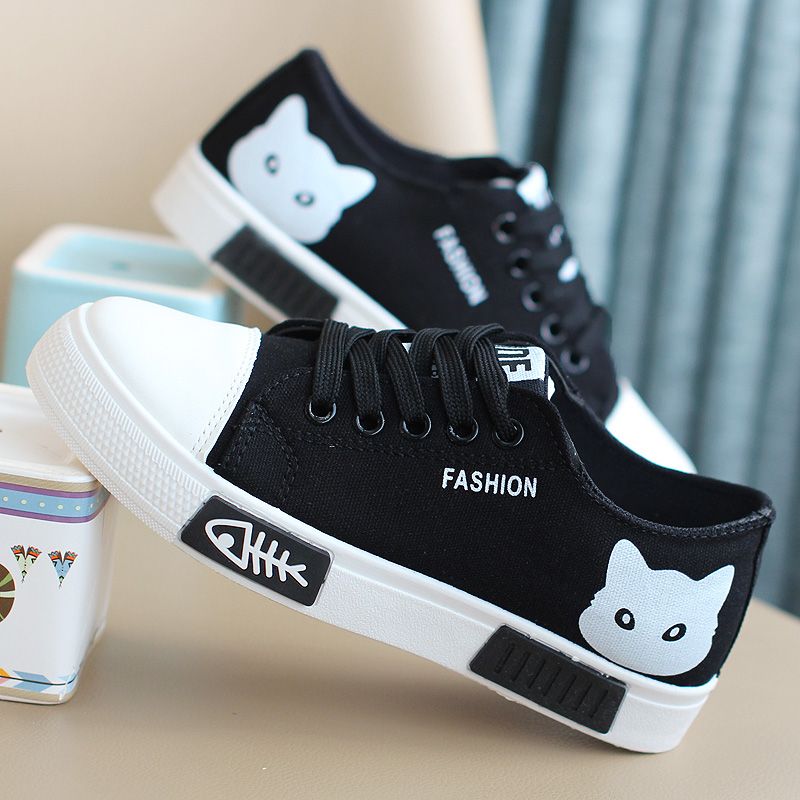 CUTE CAT WOMEN'S SNEAKERS (black/pink/white)