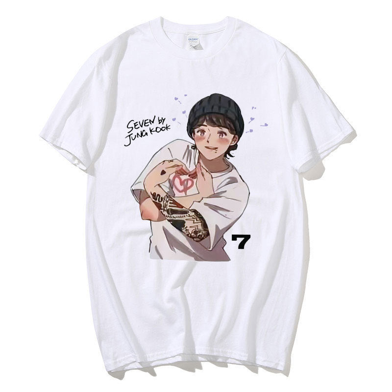JUNGKOOK SEVEN 100% COTTON T-SHIRT (black and white) 