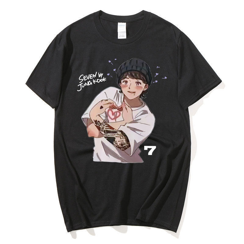 JUNGKOOK SEVEN 100% COTTON T-SHIRT (black and white) 