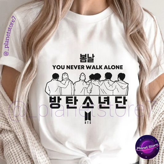 BTS "You Never Walk Alone" T-Shirt 100% COTTON (black and white)