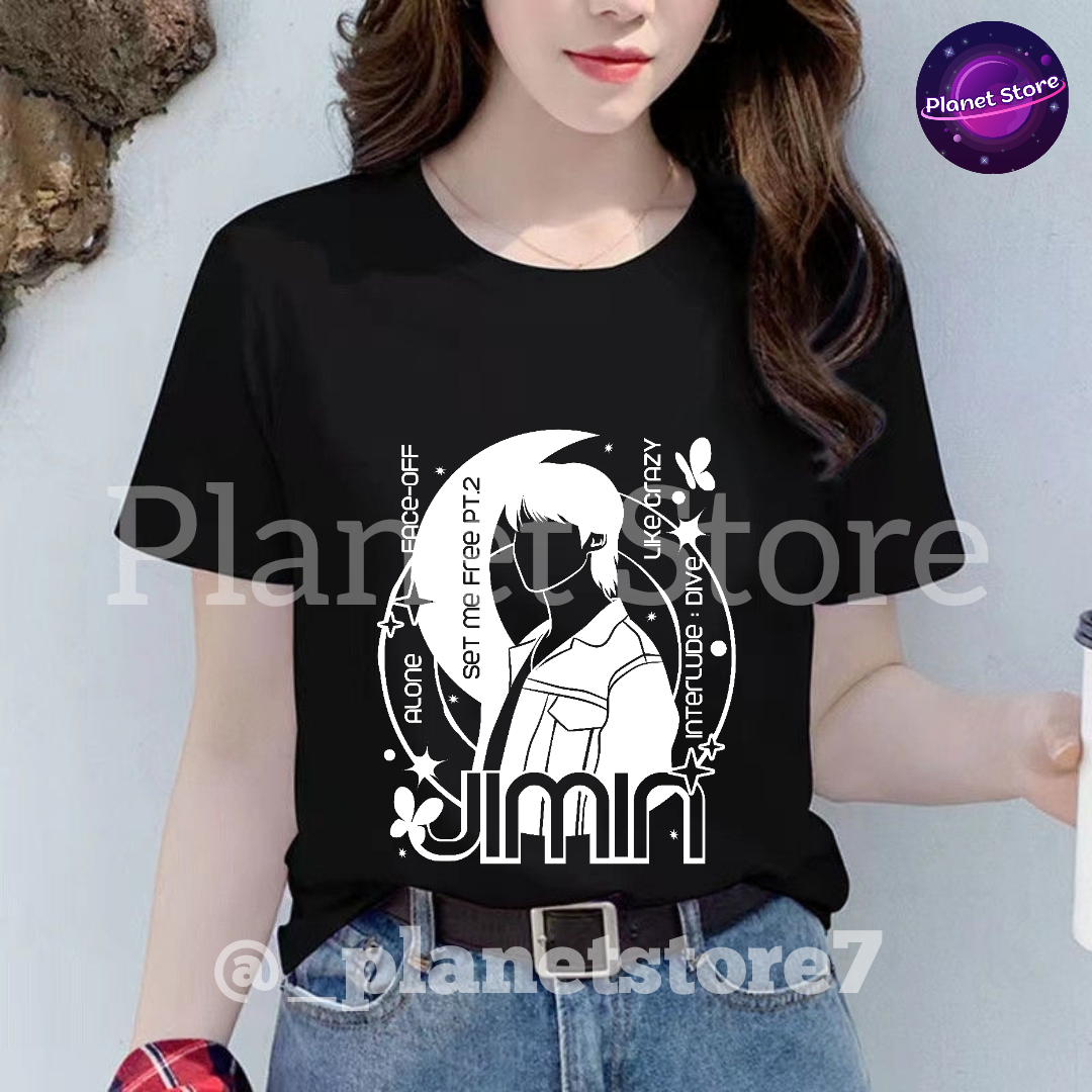 JIMIN FACE T-SHIRT 100% COTTON (black and white) 