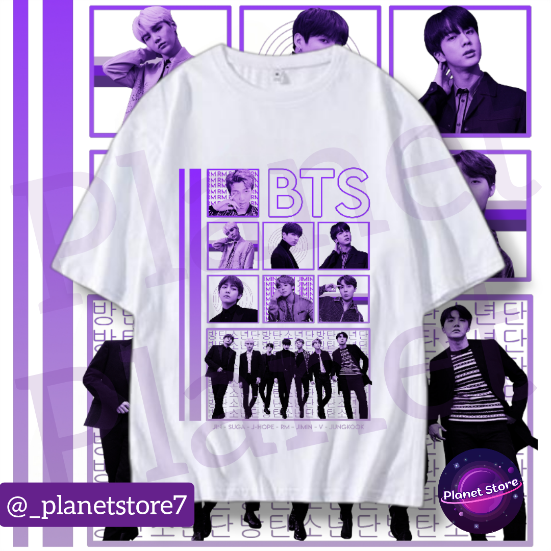 BTS T-SHIRT 100% COTTON (black and white) 