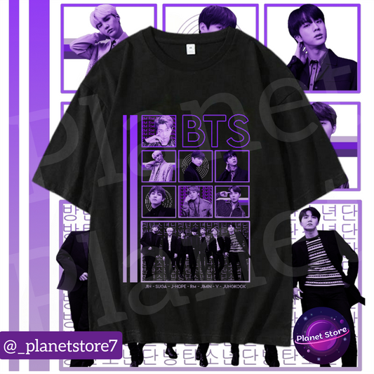 BTS T-SHIRT 100% COTTON (black and white) 