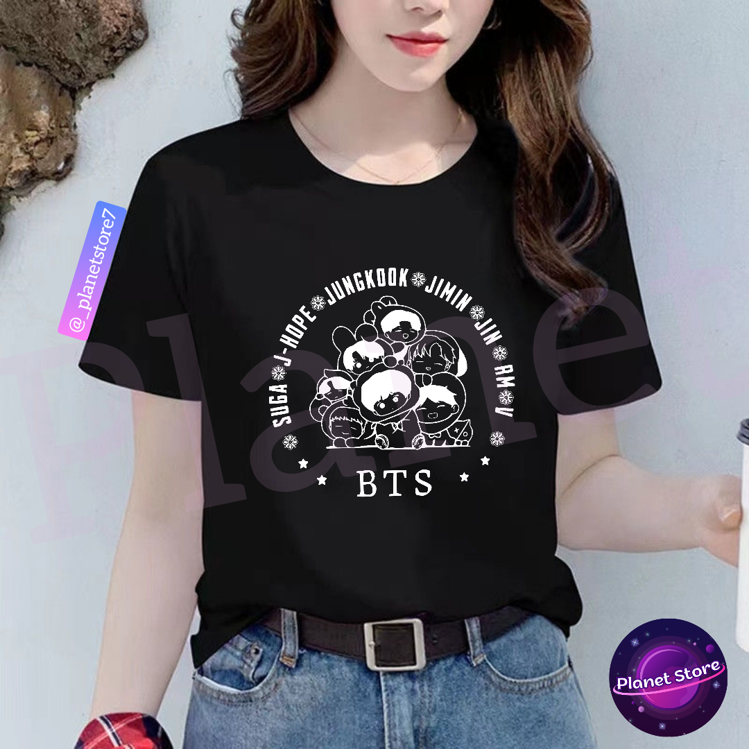 BTS 100% COTTON T-SHIRT (black/white) 