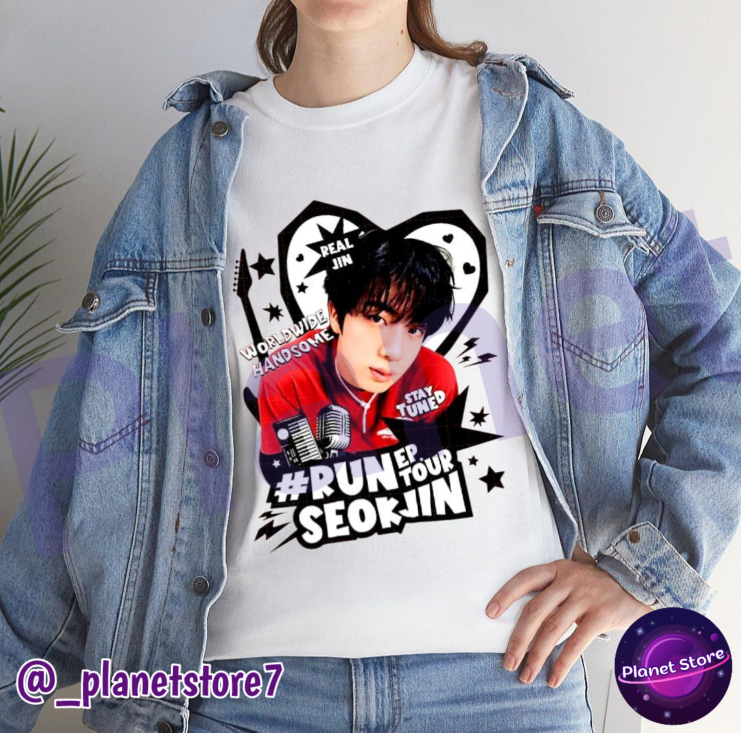 JIN RUNSEOKJIN TOUR T-SHIRT 100% COTTON (black and white) 