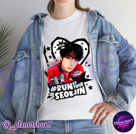 JIN RUNSEOKJIN TOUR T-SHIRT 100% COTTON (black and white) 