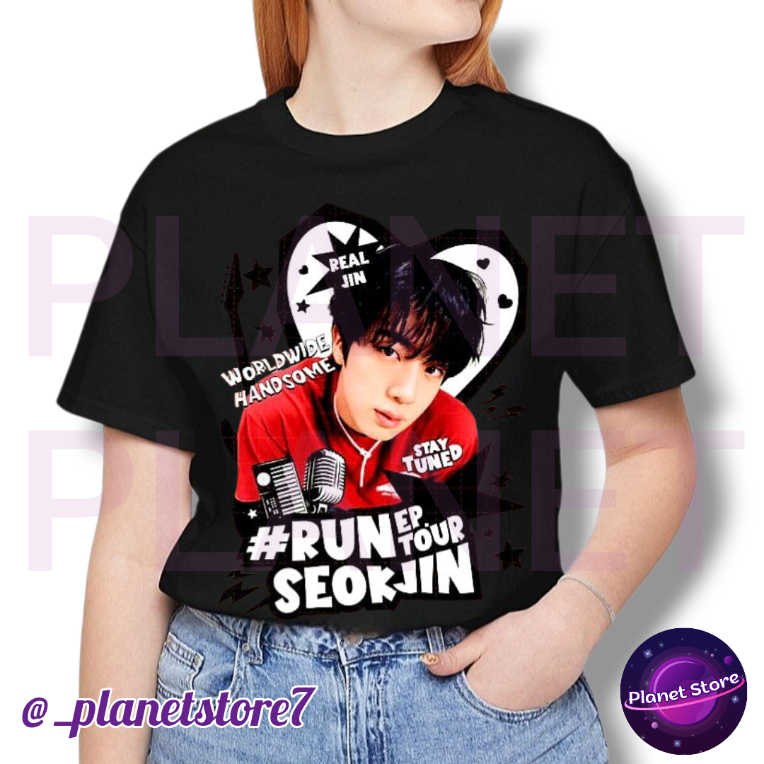 JIN RUNSEOKJIN TOUR T-SHIRT 100% COTTON (black and white) 