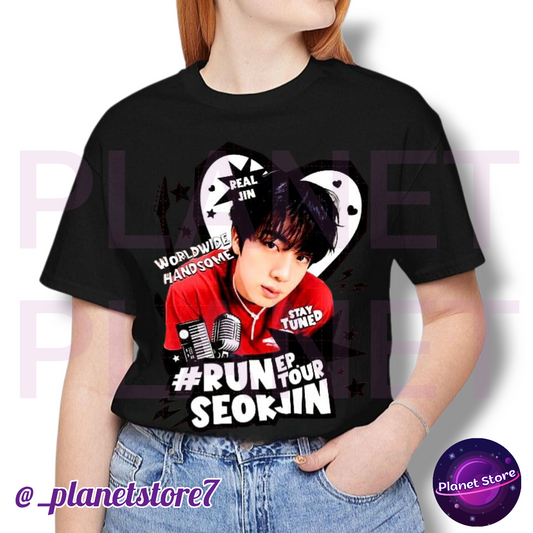 JIN RUNSEOKJIN TOUR T-SHIRT 100% COTTON (black and white) 