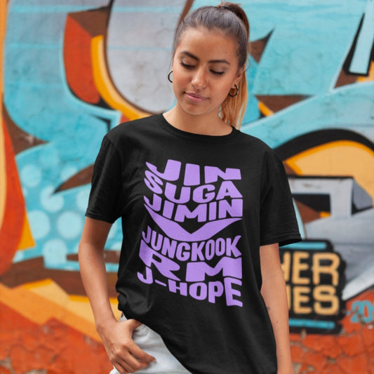 BTS T-SHIRT 100% COTTON (black and white) 